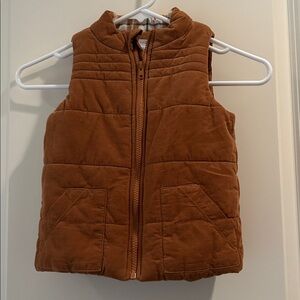 Tahari ZipUp Corduroy Puffer Vest w/plaid flannel inner collar band kids size 5